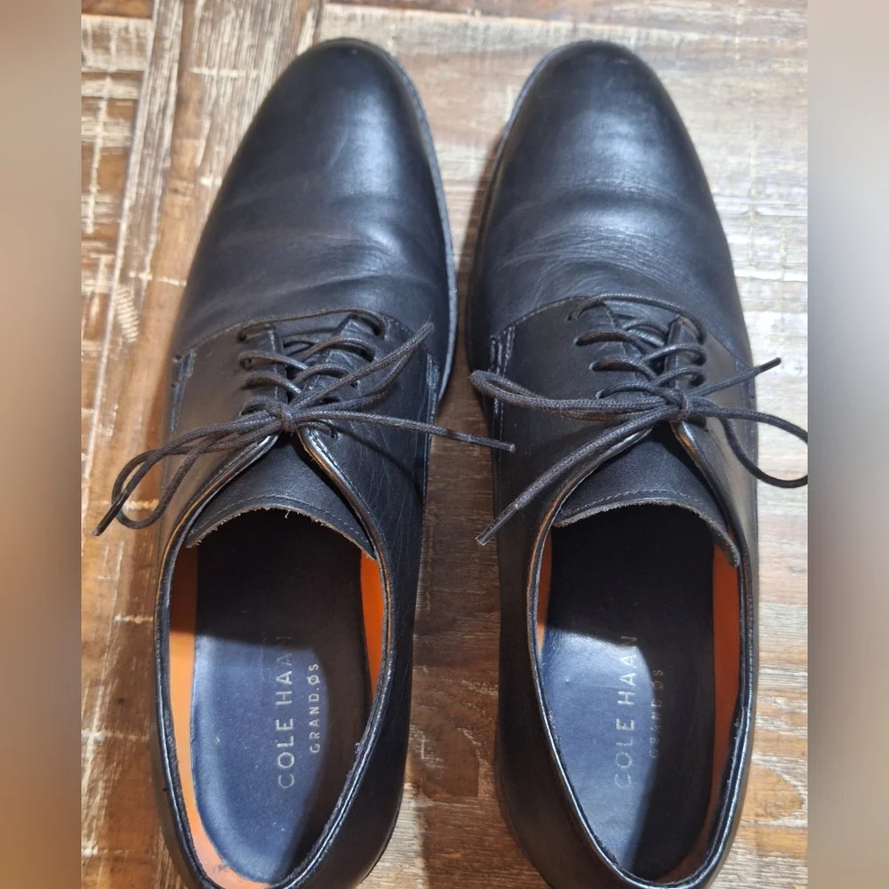 Cole Haan Men's Grand‎ Os Black Leather Oxford Lace Up Size 10.5 Dress Shoes